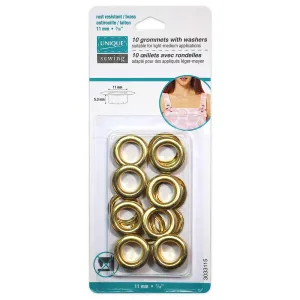 Grommets - Gold 11 x 5.3mm (3/8″ x 3/16″) - 10 sets - 3033115