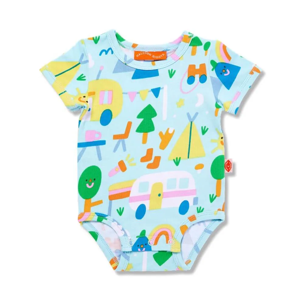 Halcyon Nights Happy Campers Short Sleeve Bodysuit