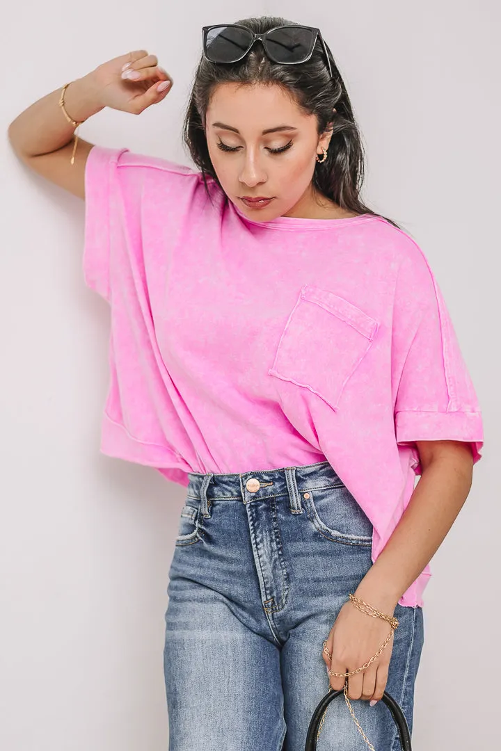Halo Frost Oversized Crop Tee | Pink