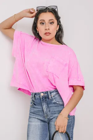 Halo Frost Oversized Crop Tee | Pink