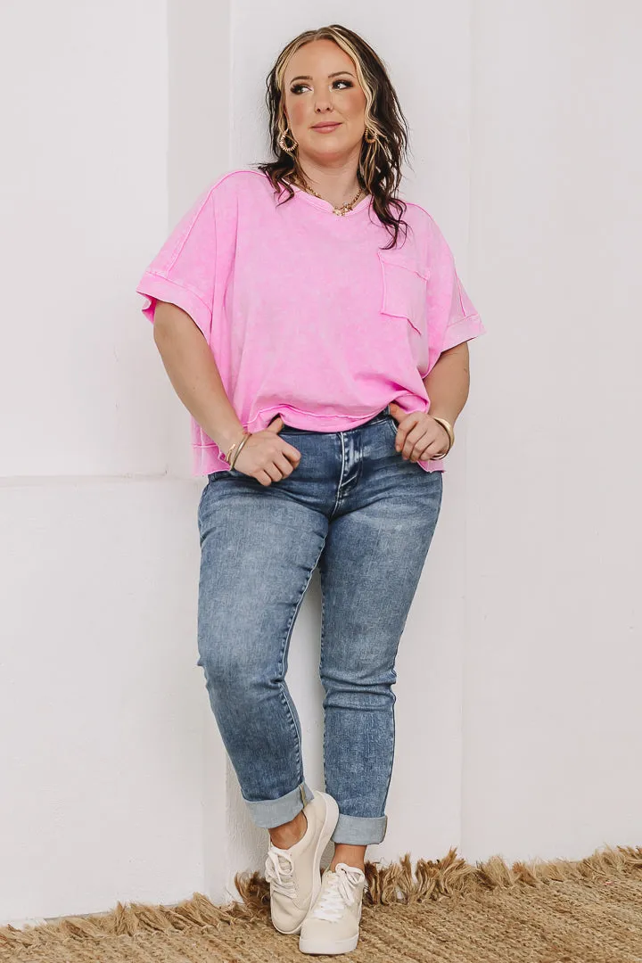Halo Frost Oversized Crop Tee | Pink