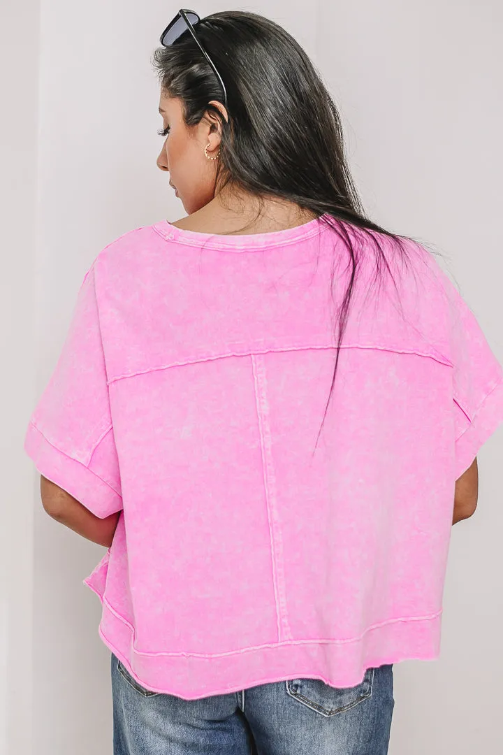 Halo Frost Oversized Crop Tee | Pink