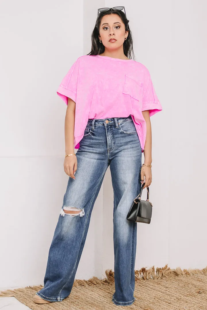 Halo Frost Oversized Crop Tee | Pink
