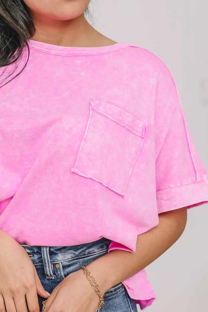 Halo Frost Oversized Crop Tee | Pink