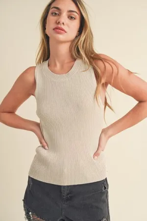 Hazel Blues® |  Aemi   Co Ribbed Round Neck Knit Tank