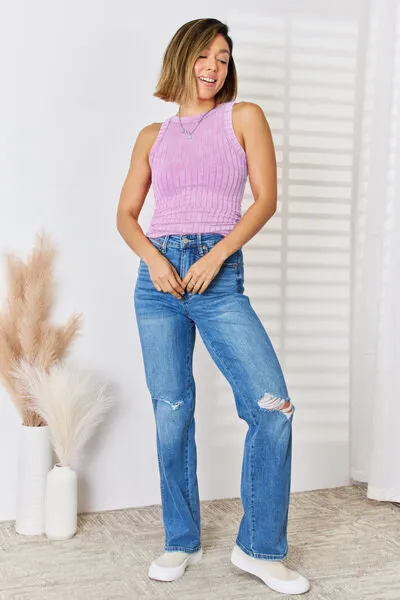 Hazel Blues® |  Zenana Ribbed Washed Round Neck Tank