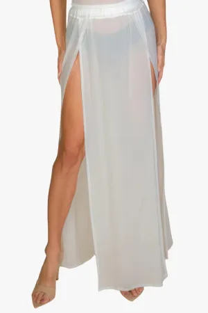 High Split Mesh Sheer Maxi Skirt