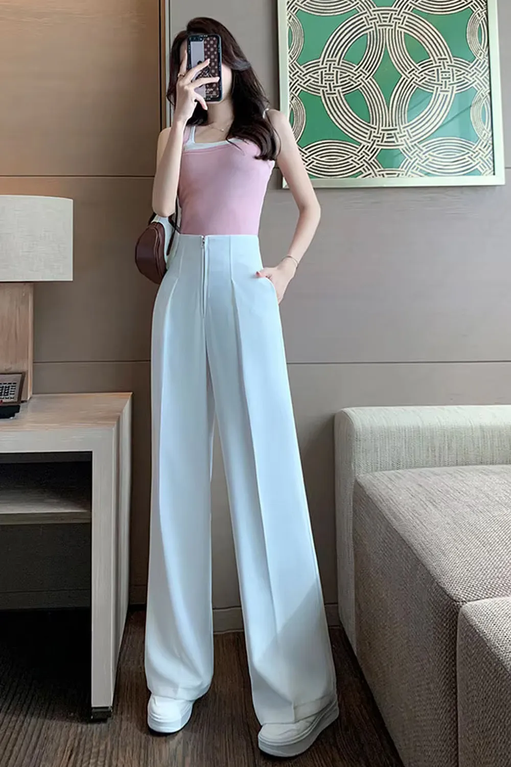 High Waist Zipper Loose Office Pants