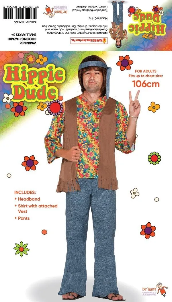 Hippie Dude 60's Costume for Men