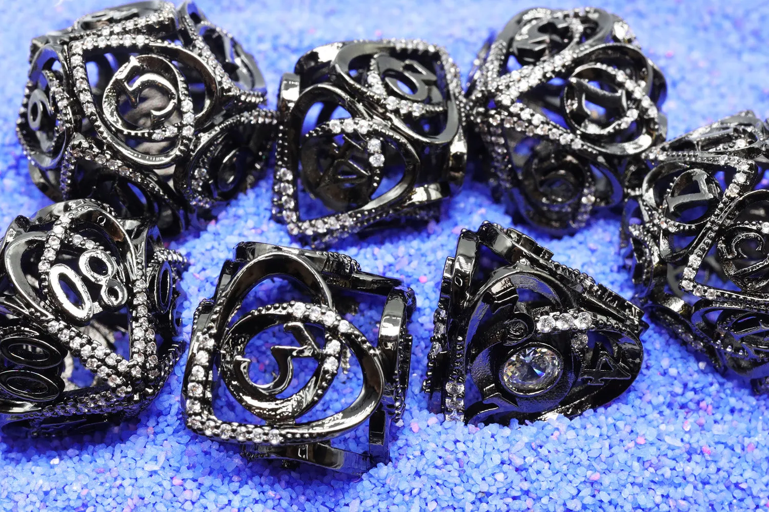 Hollow Hearts: Jeweled Midnight Metal - Metal RPG Dice Set