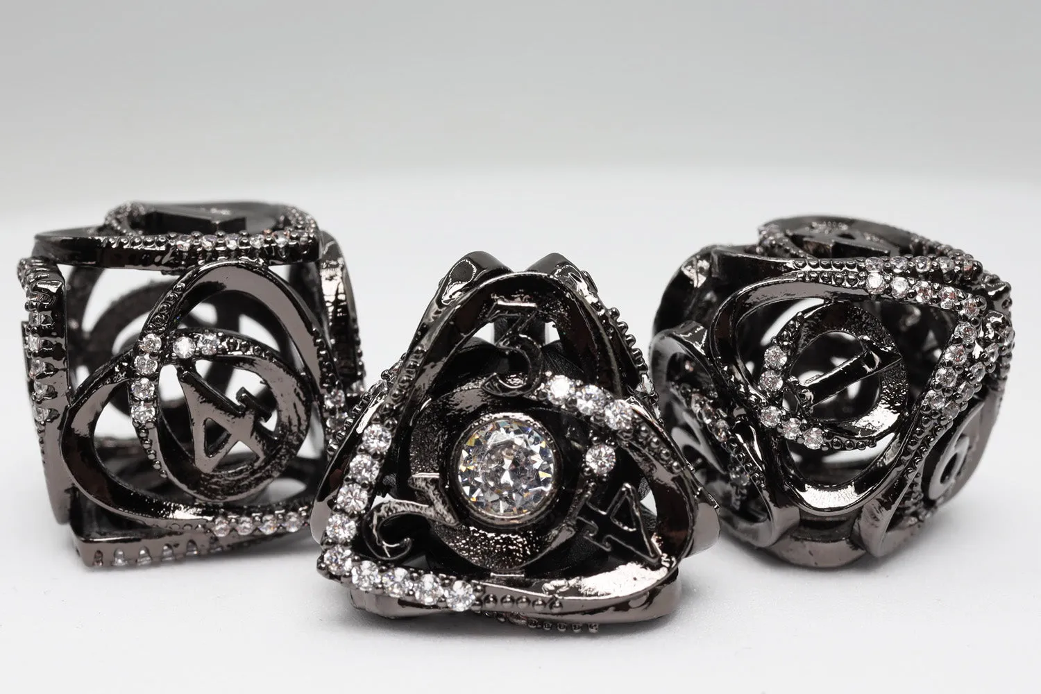 Hollow Hearts: Jeweled Midnight Metal - Metal RPG Dice Set
