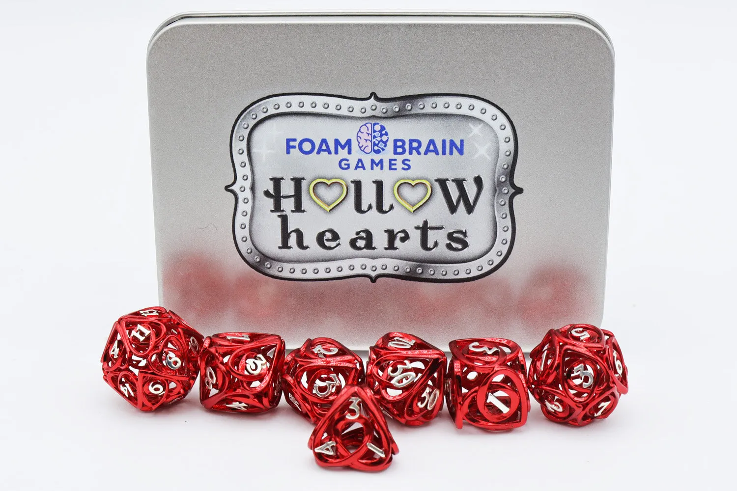 Hollow Hearts: Red - Metal RPG Dice Set