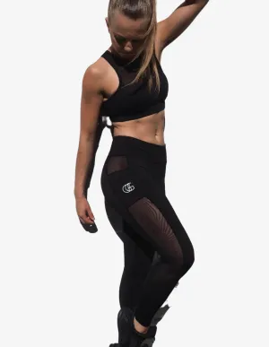 HYBRID MESH LEGGINGS BLACK