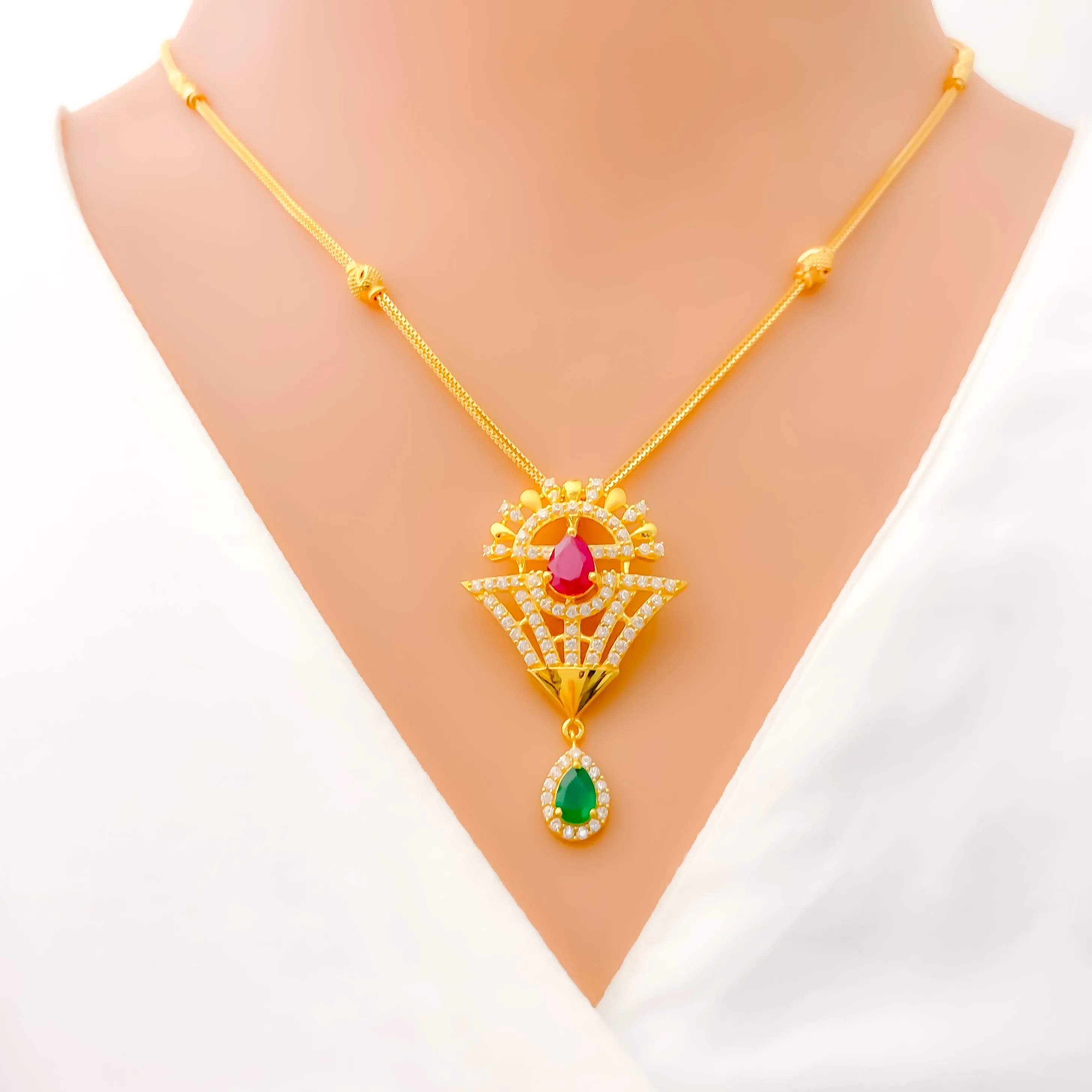 Impeccable Rich 22k Gold CZ Necklace Set