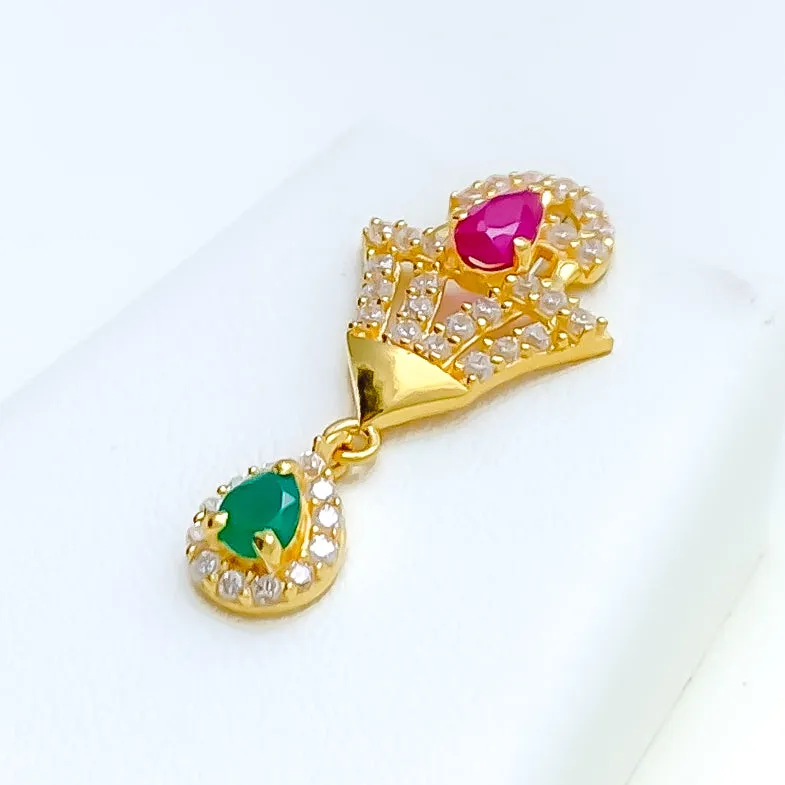 Impeccable Rich 22k Gold CZ Necklace Set