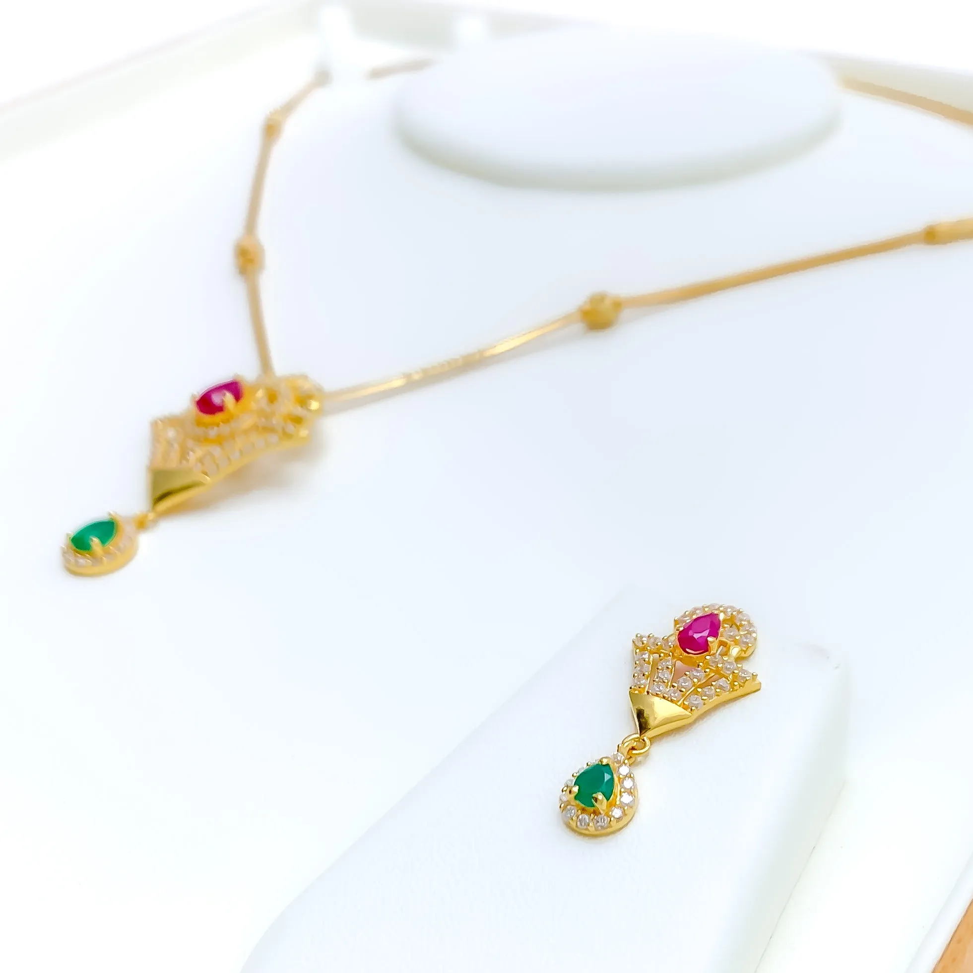 Impeccable Rich 22k Gold CZ Necklace Set