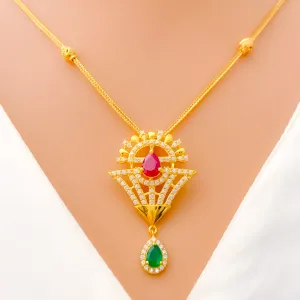 Impeccable Rich 22k Gold CZ Necklace Set