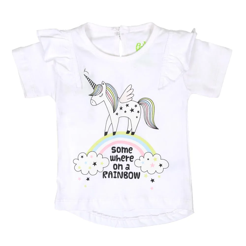Infant Girls T-Shirts Rainbow - White | Bachaa Party Baby Clothes Girls Tops & T-Shirts