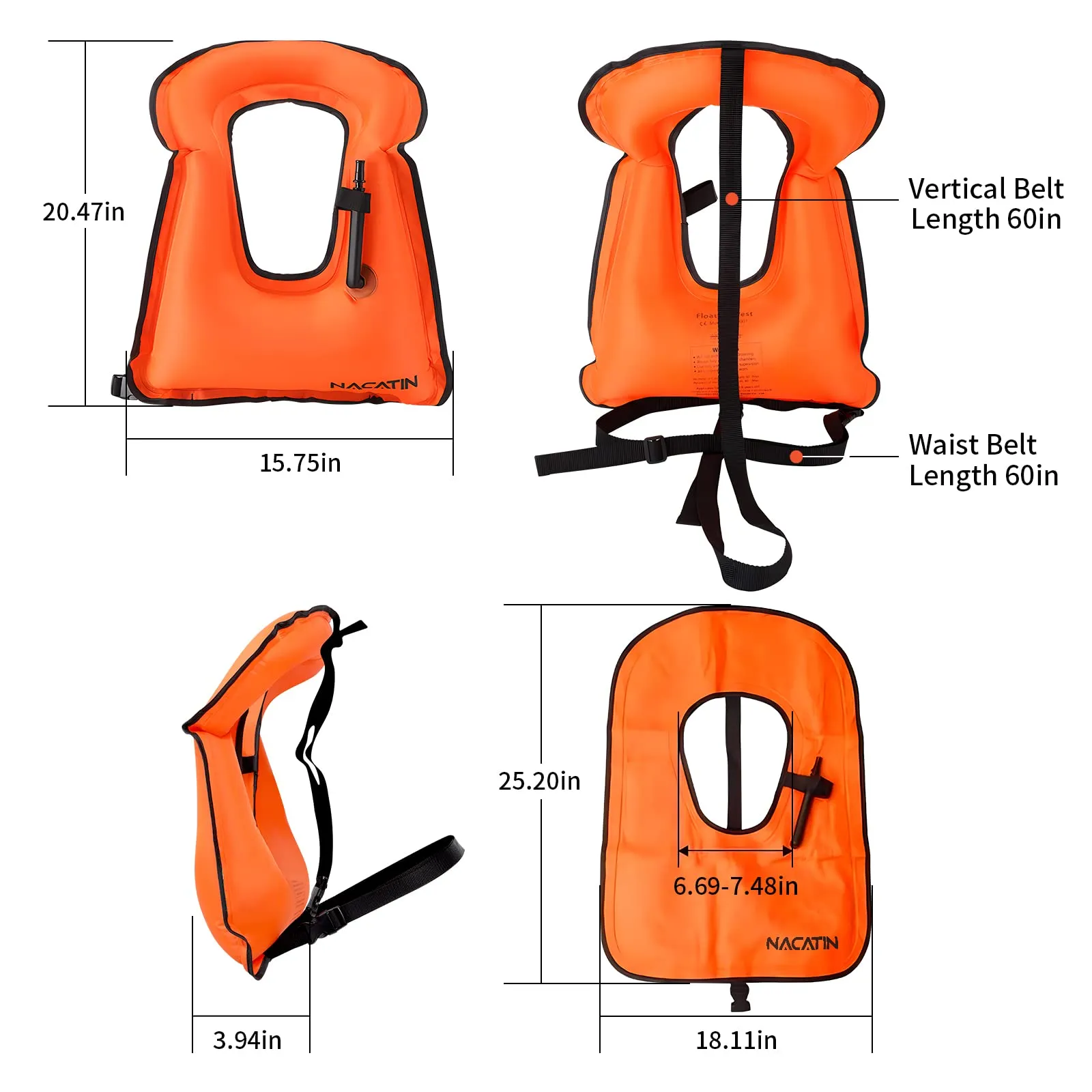 Inflatable Snorkel Vests for Adults - Portable Kayaking Buoyancy Inflatable Snorkeling Vest for Men & Women,Diving,Snorkeling,Swimming Safety (1 PCS)