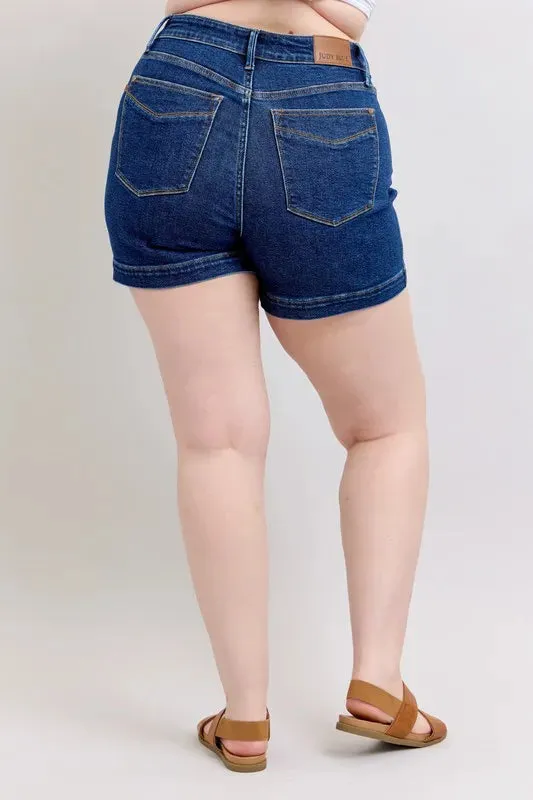 Judy Blue Full Size High Waist Tummy Control Denim Shorts Plus Size