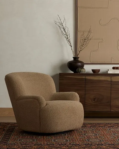 KADON SWIVEL CHAIR-SHEEPSKIN CAMEL