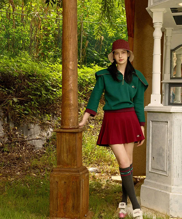 KANDINI Essential Pleats Skirt - Wine