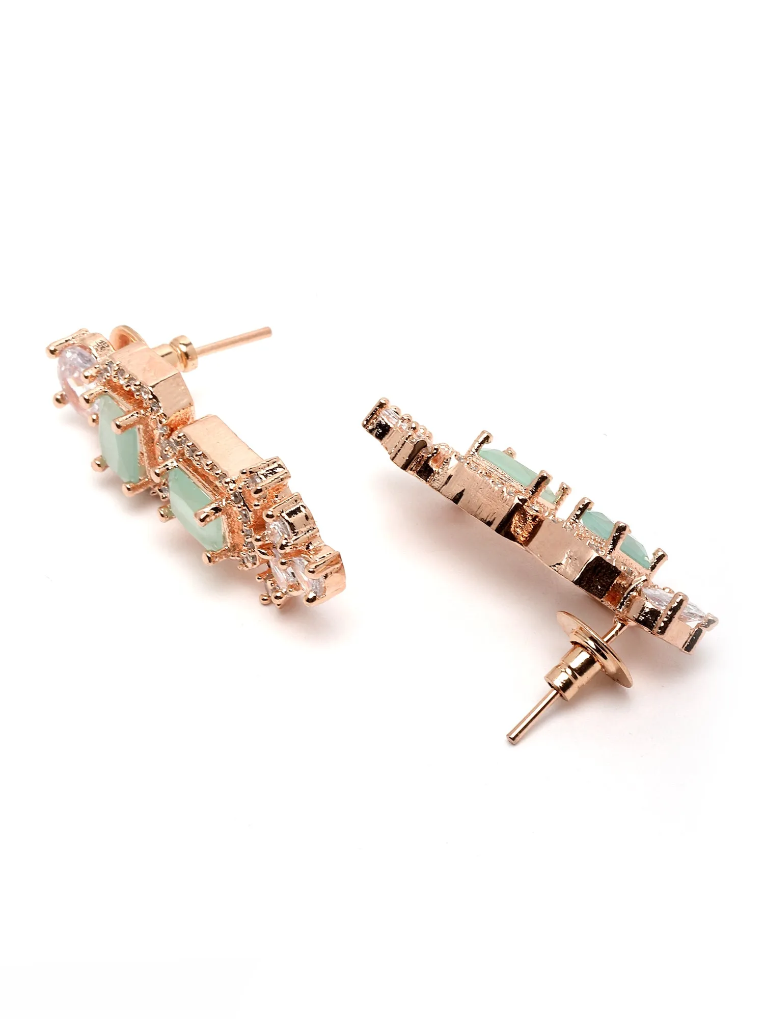 Karatcart Rose Gold Plated Light Green AD Necklace Set for Women