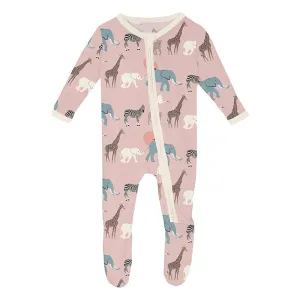 KicKee Pants Footie w/2W Zipper - Baby Rose Just So Animals