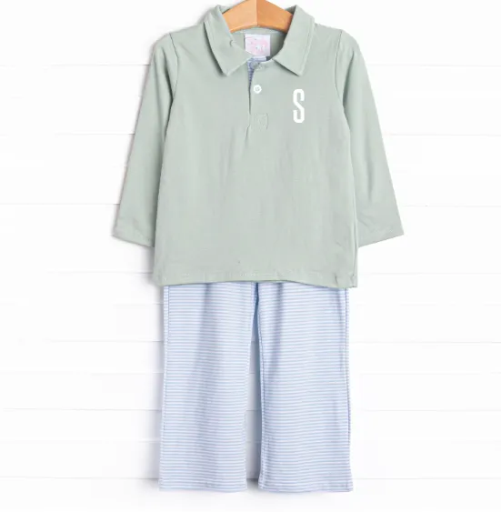 Levi Pant Set, Light Blue Stripe