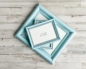 Light blue distressed vintage picture frame set