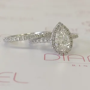 Light Bulb Halo Natural Pear Cut Diamond Engagement Set