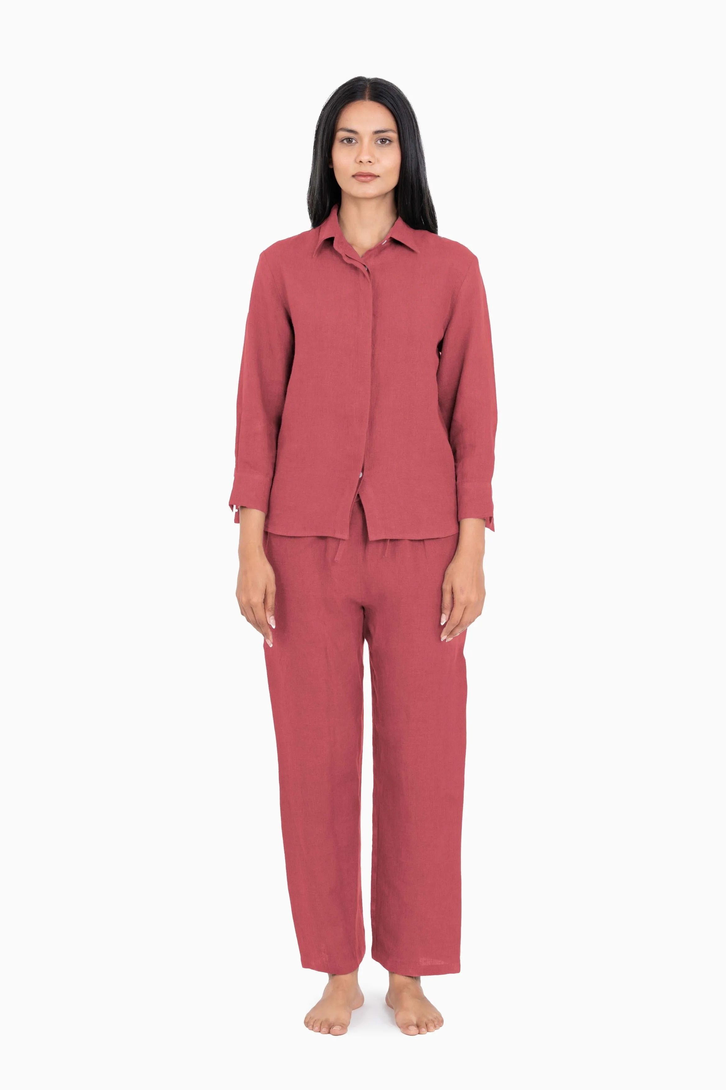 Linen Sheryl Co-ord Set-Midnight Green
