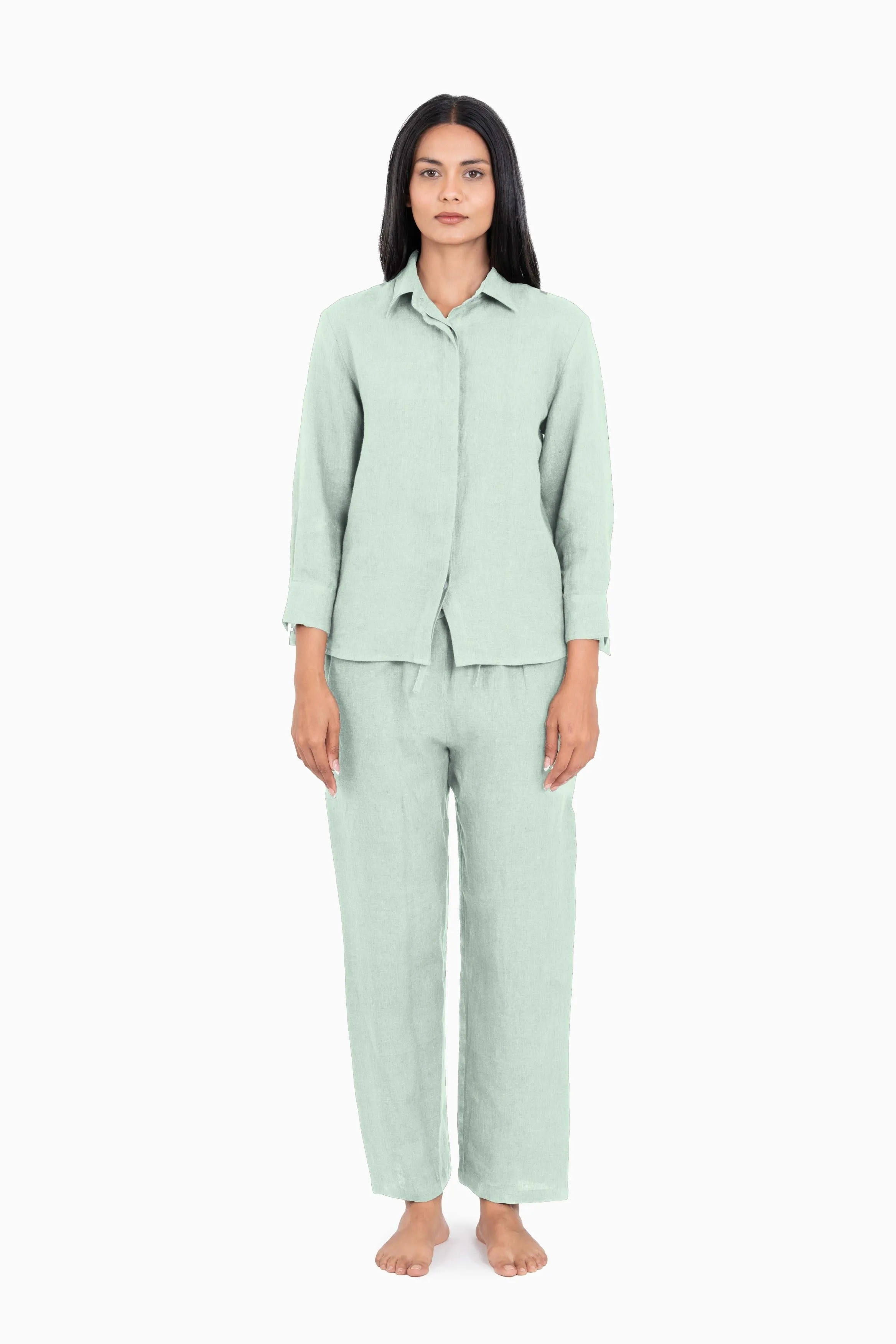 Linen Sheryl Co-ord Set-Midnight Green