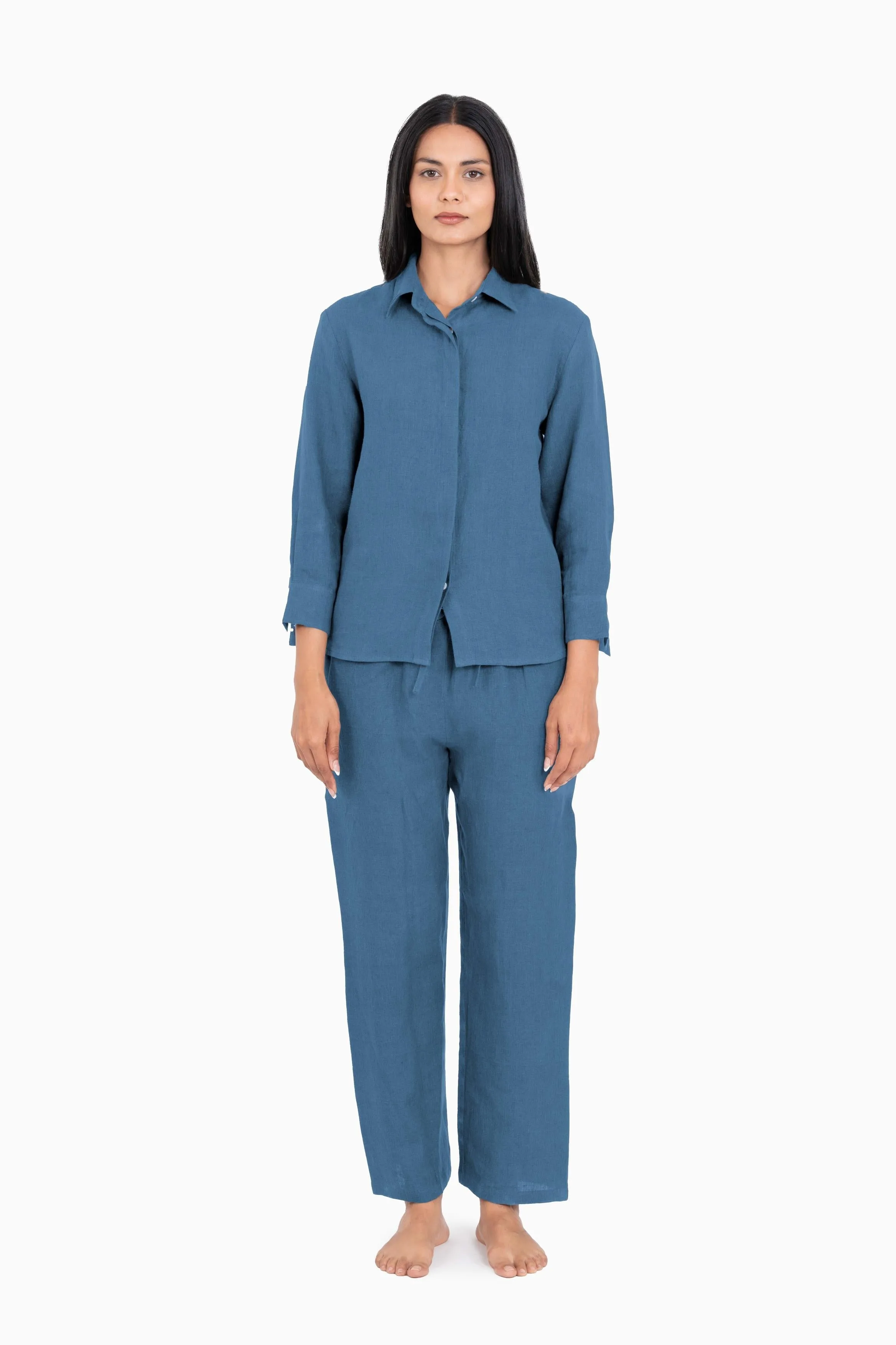 Linen Sheryl Co-ord Set-Midnight Green