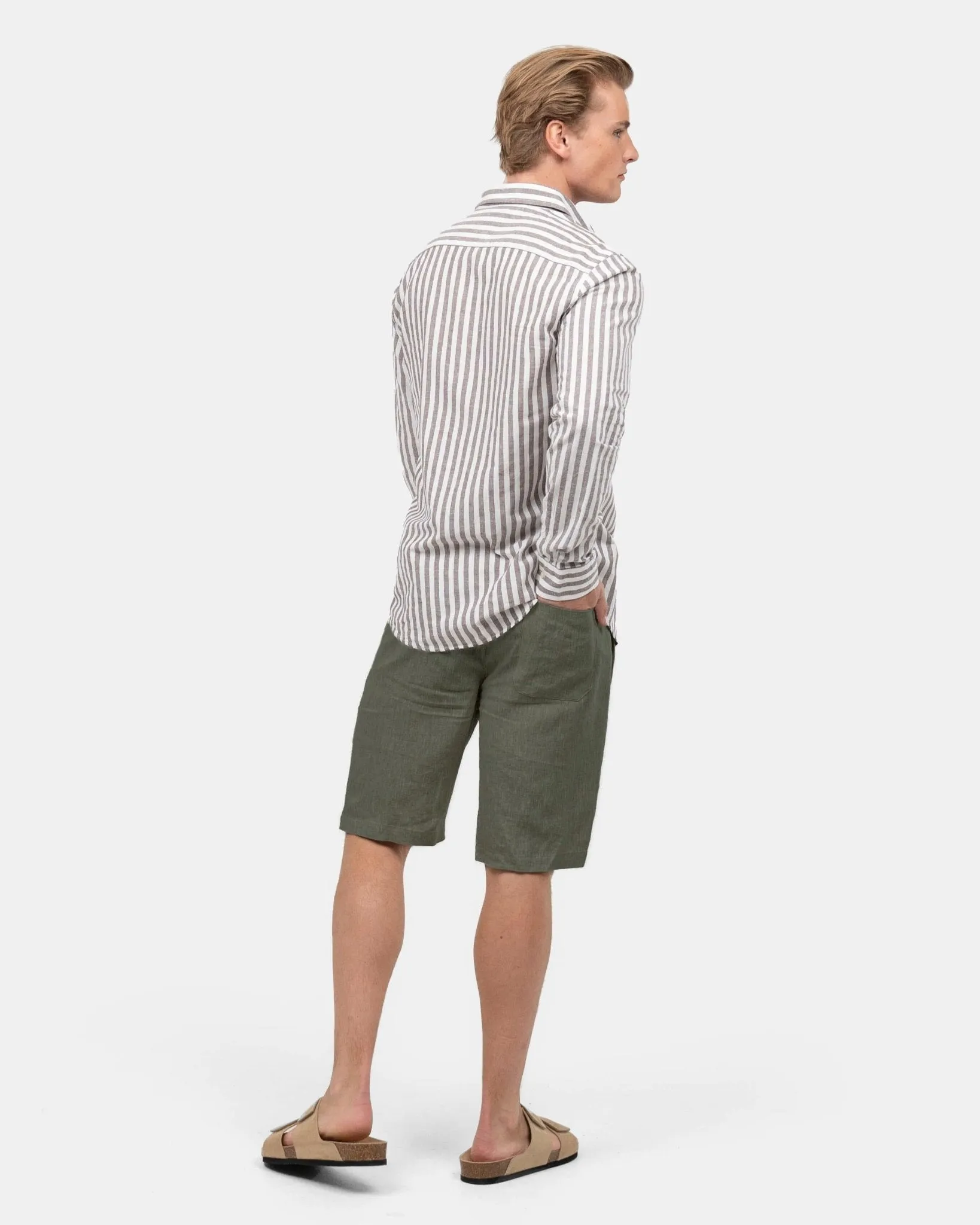 Linen Shorts Army