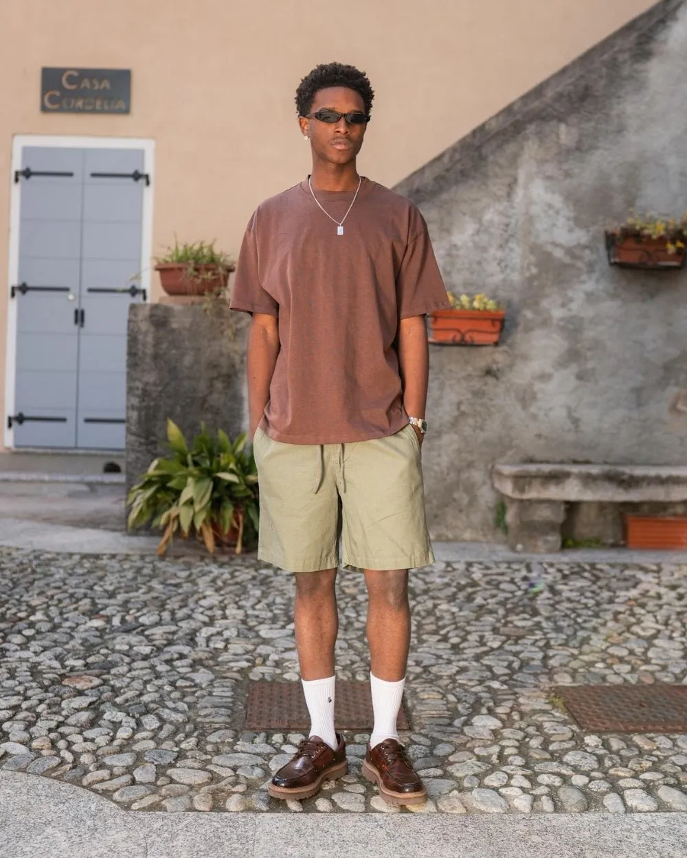 Linen Shorts Army