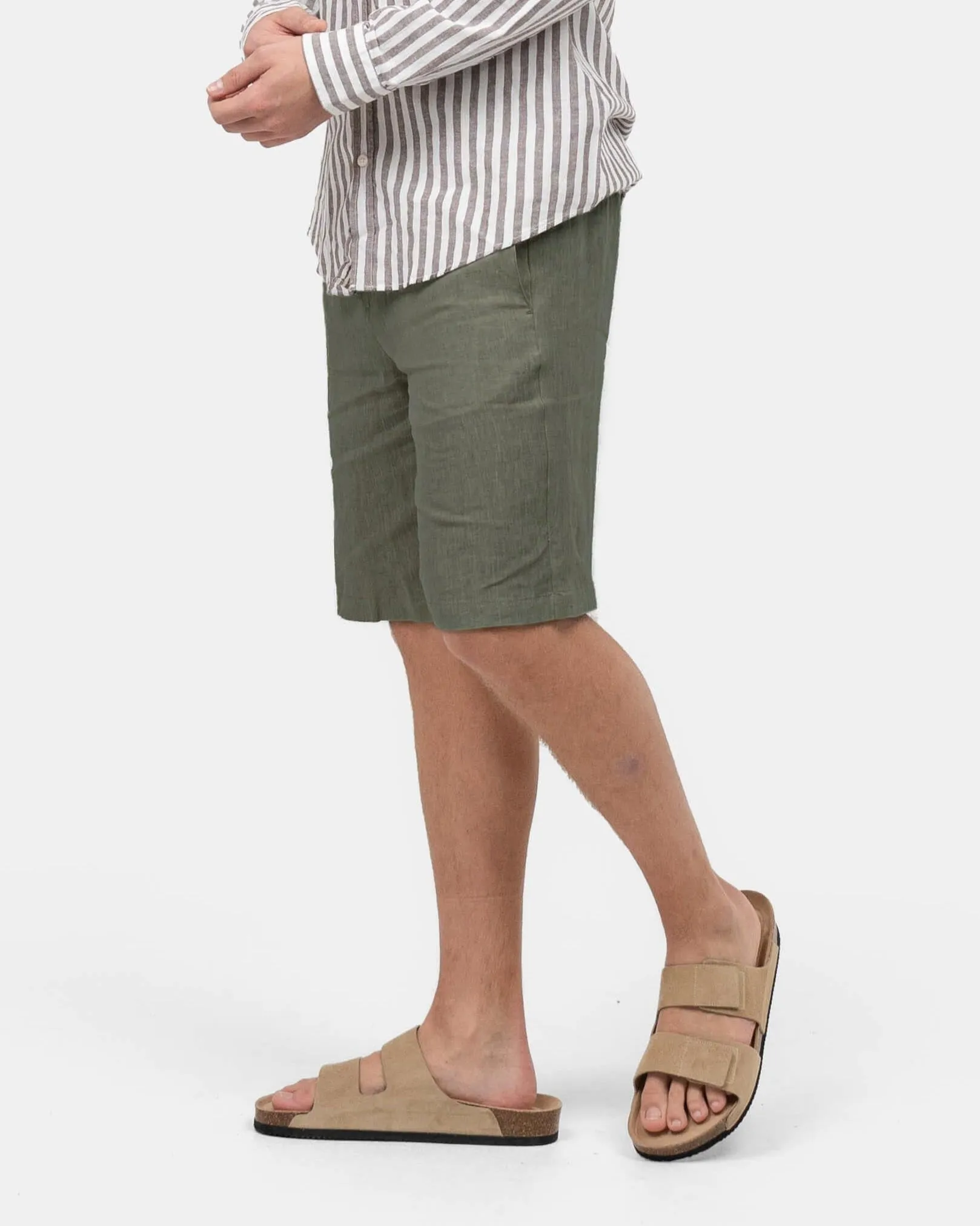 Linen Shorts Army