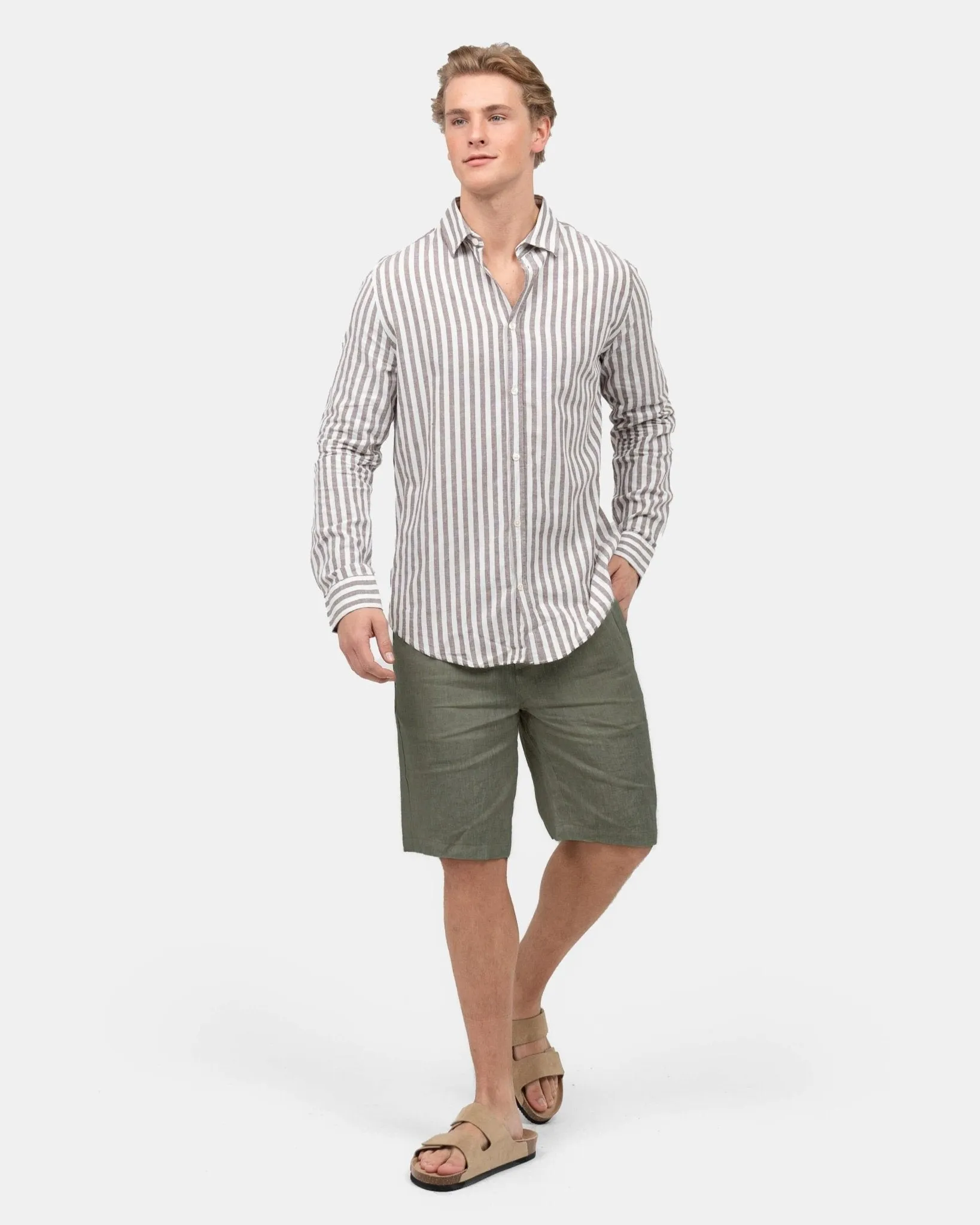 Linen Shorts Army
