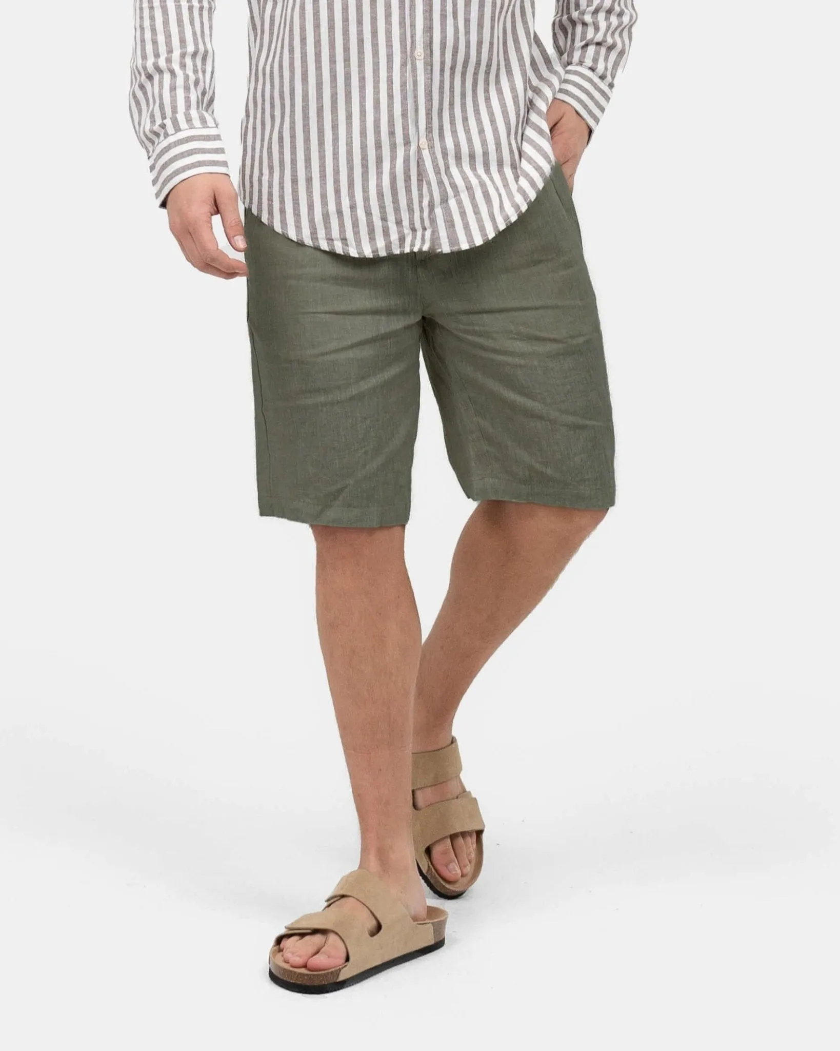 Linen Shorts Army