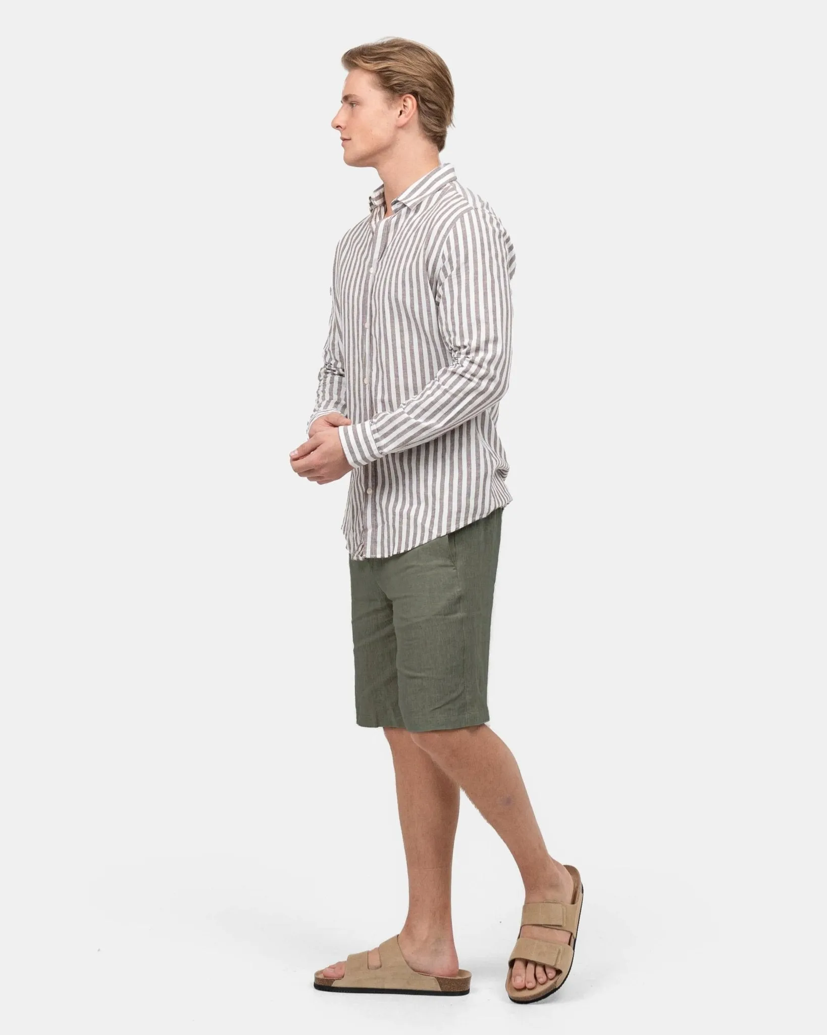 Linen Shorts Army