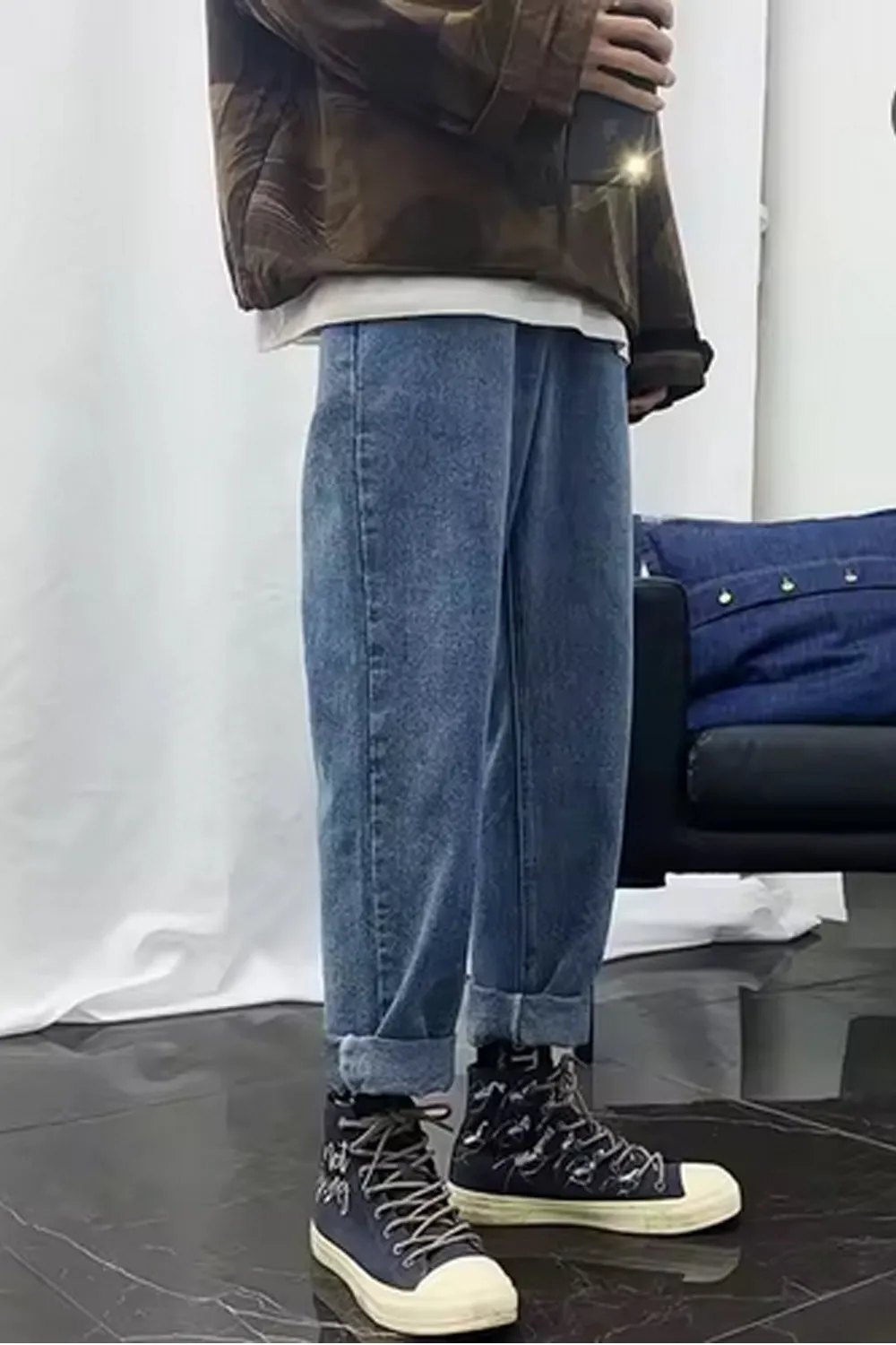 Long Straight Slim Men Jeans Pants