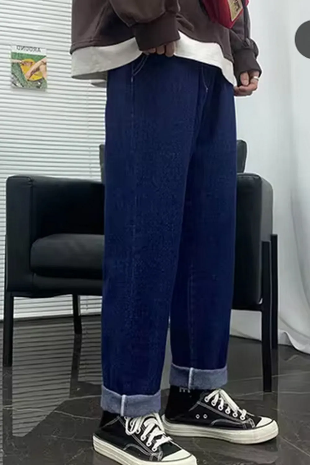 Long Straight Slim Men Jeans Pants