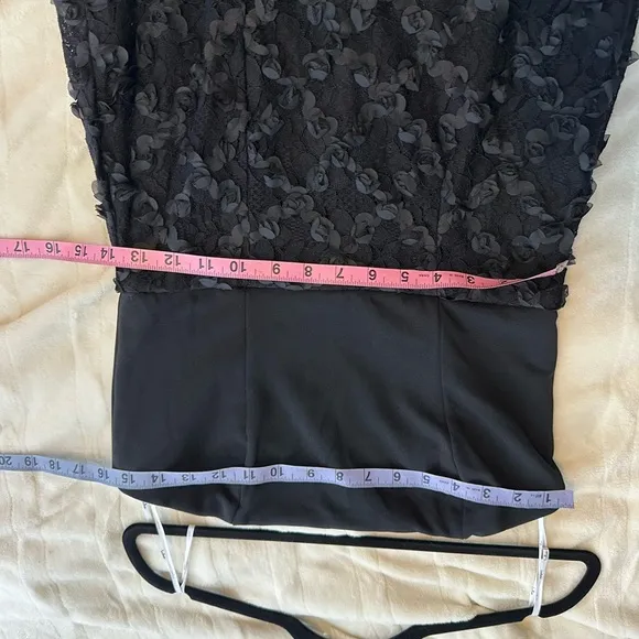 Lulus Ravishing Appeal Black 3D Floral Applique Strapless Maxi Dress NWOT Med