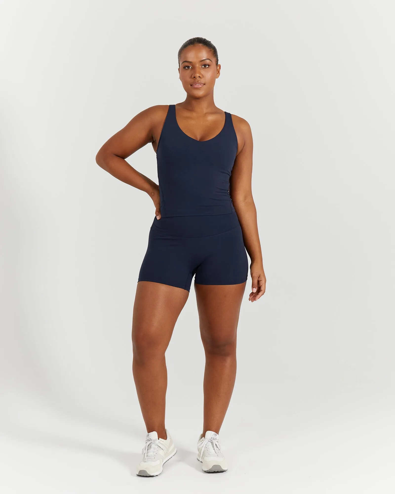 LUXE BROOKE LONGLINE TOP - DEEP NAVY