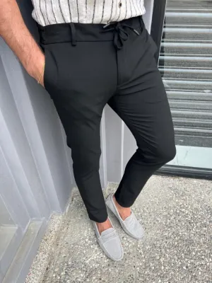 Lyon Black Slim Fit Cotton Pants - Versatile Elegance for Every Occasion