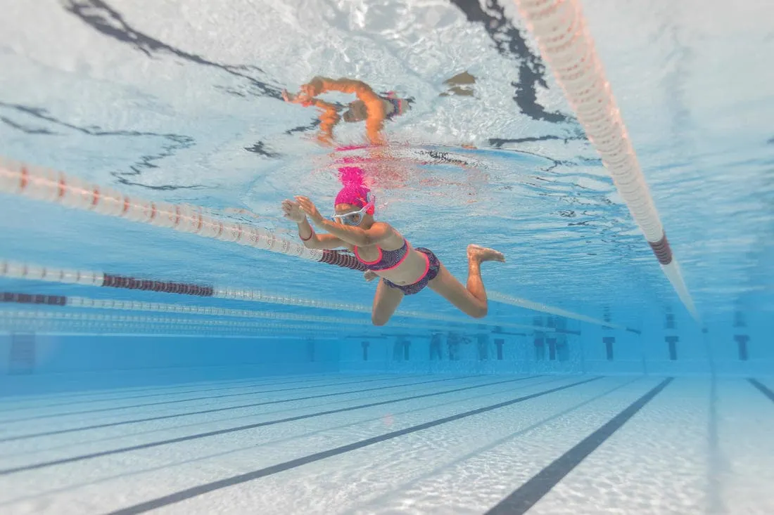 Maillot de natation fille 2 pièces Riana skirt all mask vert