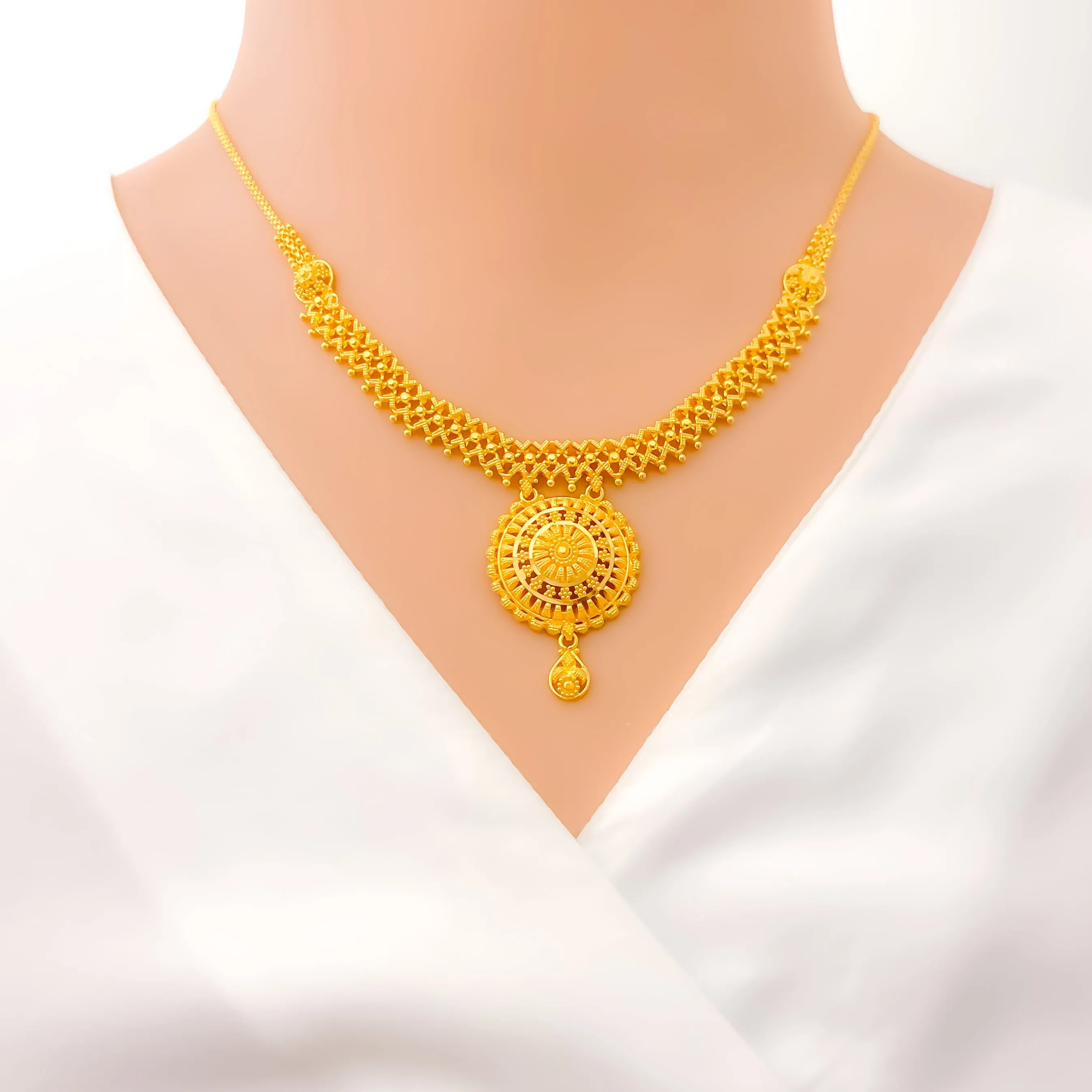 Majestic Mandala Adorned 22k Gold Necklace Set