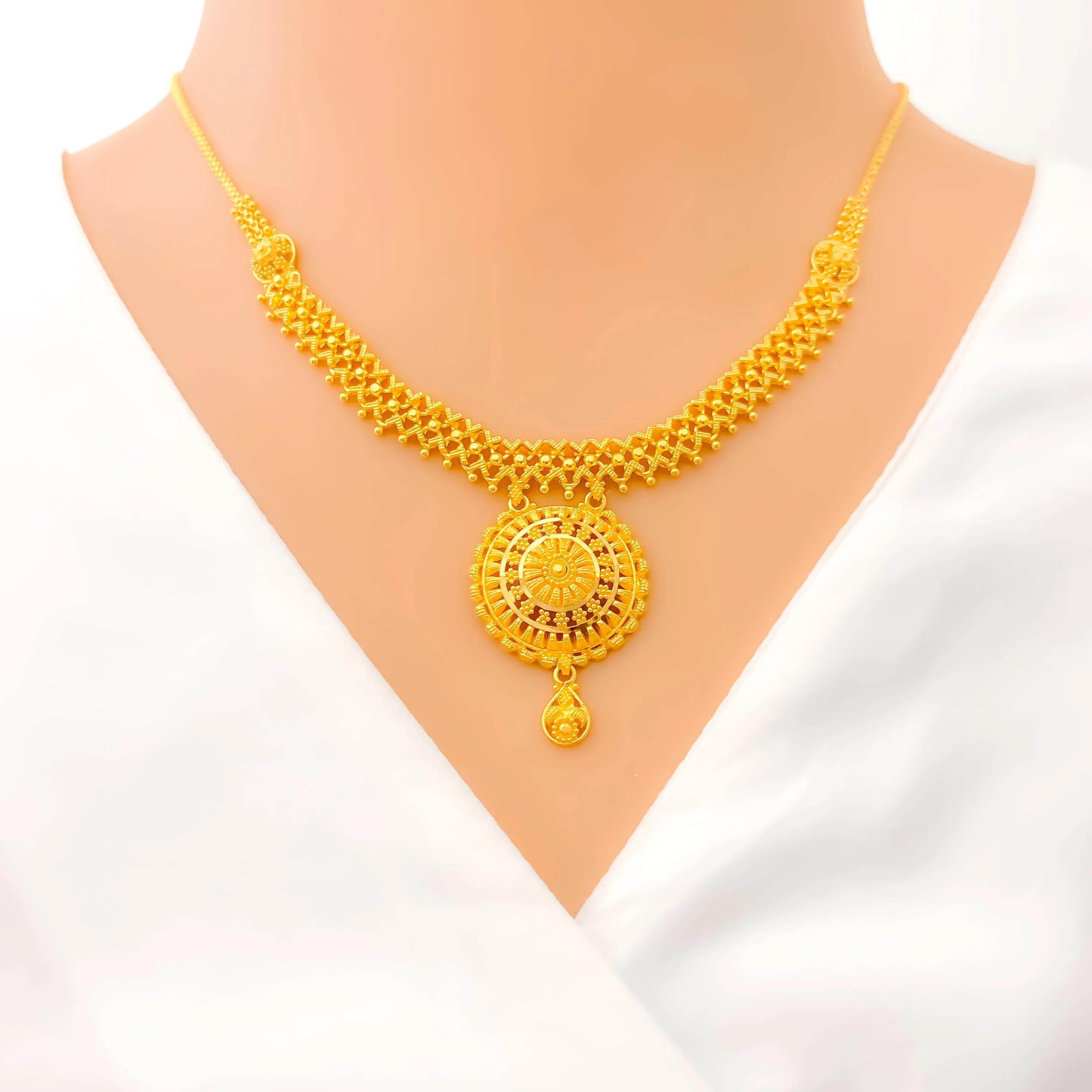 Majestic Mandala Adorned 22k Gold Necklace Set