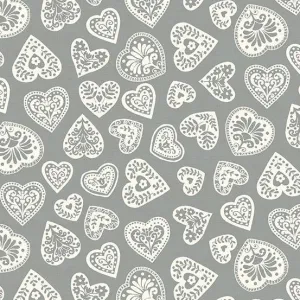 Makower Fabric | Scandi 23 | Hearts | Silver