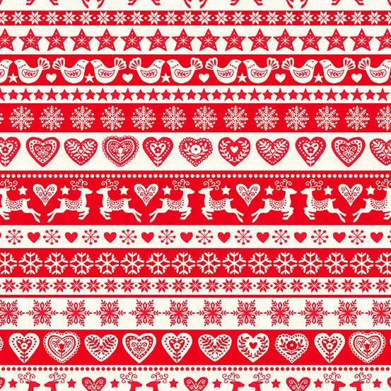 Makower Fabric | Scandi 23 | Stripe | Red
